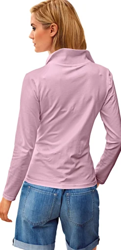 Strandmode|Basics|heine Langarm-Poloshirt in Pikee-Qualität rosé