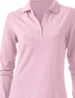 Strandmode|Basics|heine Langarm-Poloshirt in Pikee-Qualität rosé