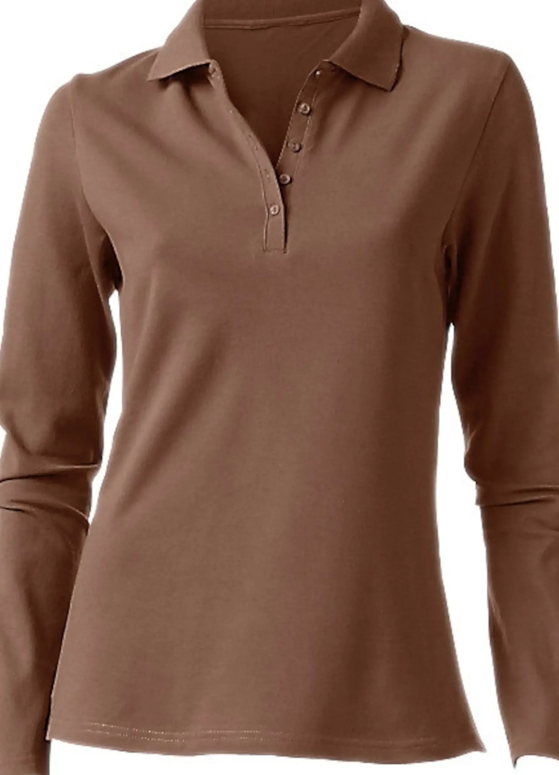 Strandmode|Basics|heine Langarm-Poloshirt in Pikee-Qualität braun