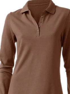Strandmode|Basics|heine Langarm-Poloshirt in Pikee-Qualität braun