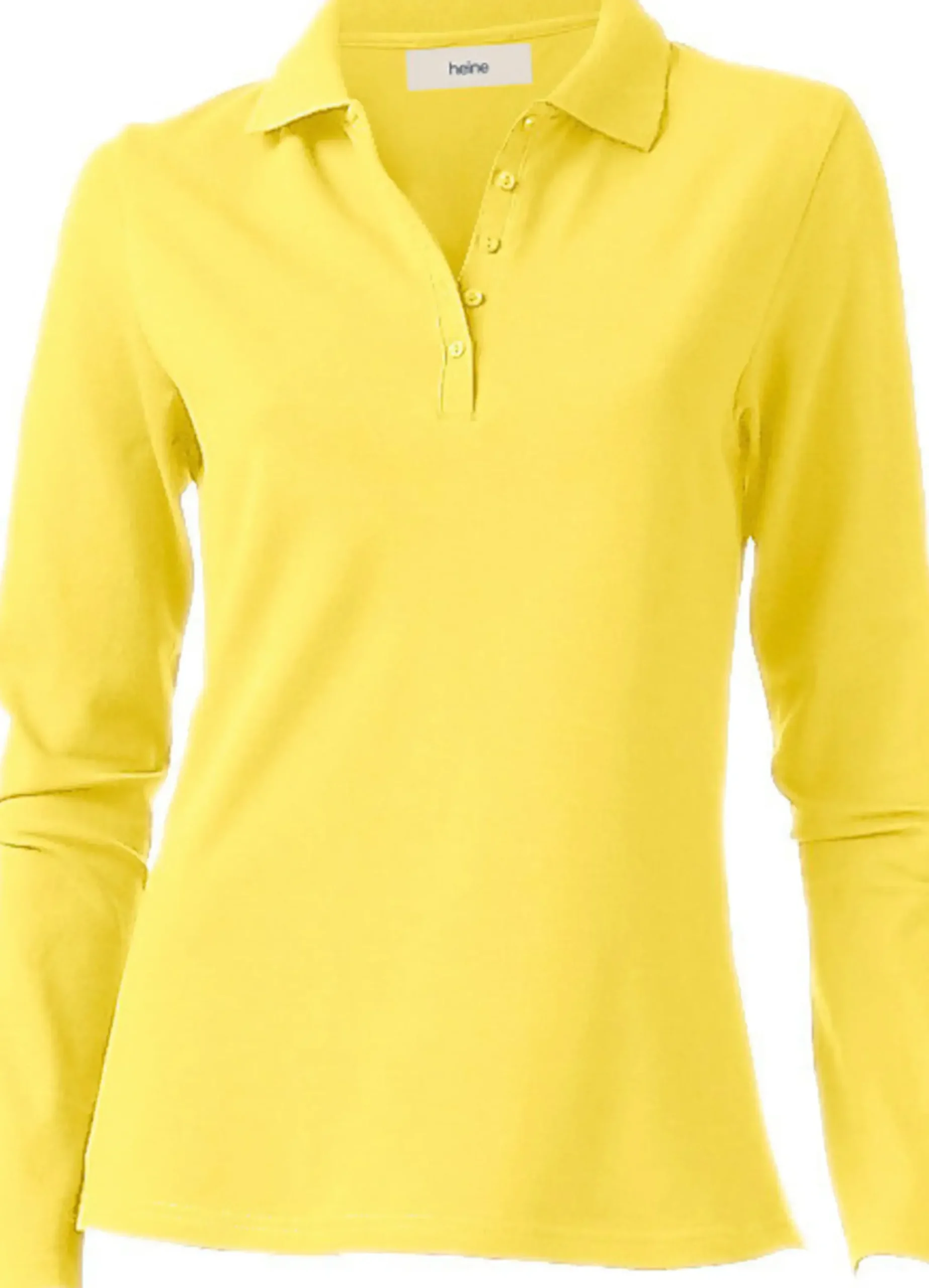 Strandmode|Shirts|heine Langarm-Poloshirt in Pikee-Qualität gelb