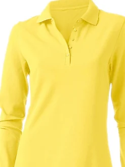 Strandmode|Shirts|heine Langarm-Poloshirt in Pikee-Qualität gelb