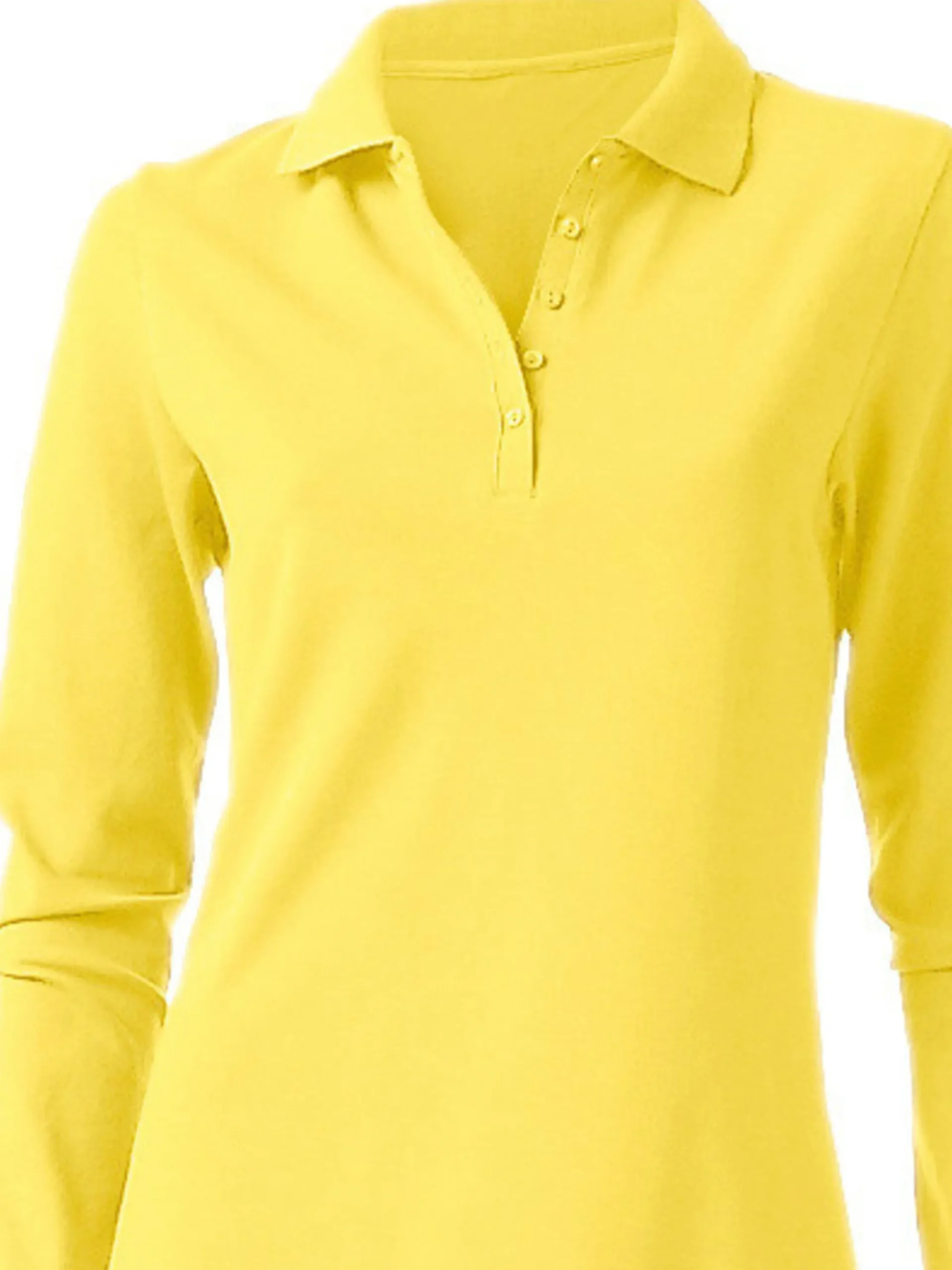Strandmode|Shirts|heine Langarm-Poloshirt in Pikee-Qualität gelb