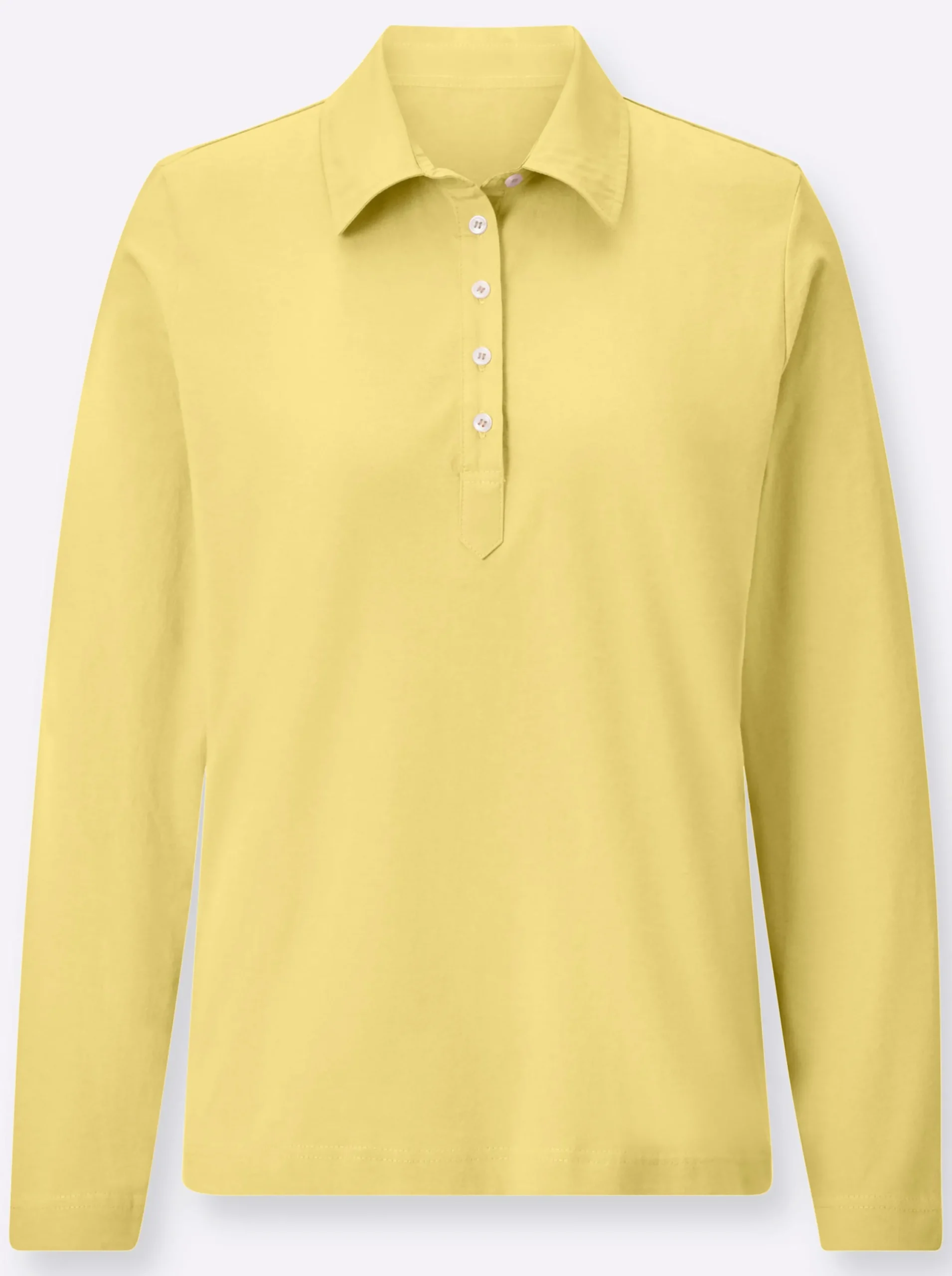 Shirts| Langarm-Poloshirt in reiner Baumwoll-Qualität gelb