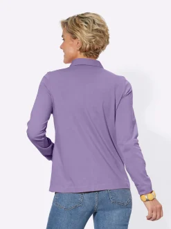 Shirts| Langarm-Poloshirt in reiner Baumwoll-Qualität lavendel