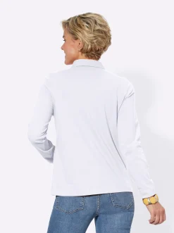 Shirts| Langarm-Poloshirt in reiner Baumwoll-Qualität weiß