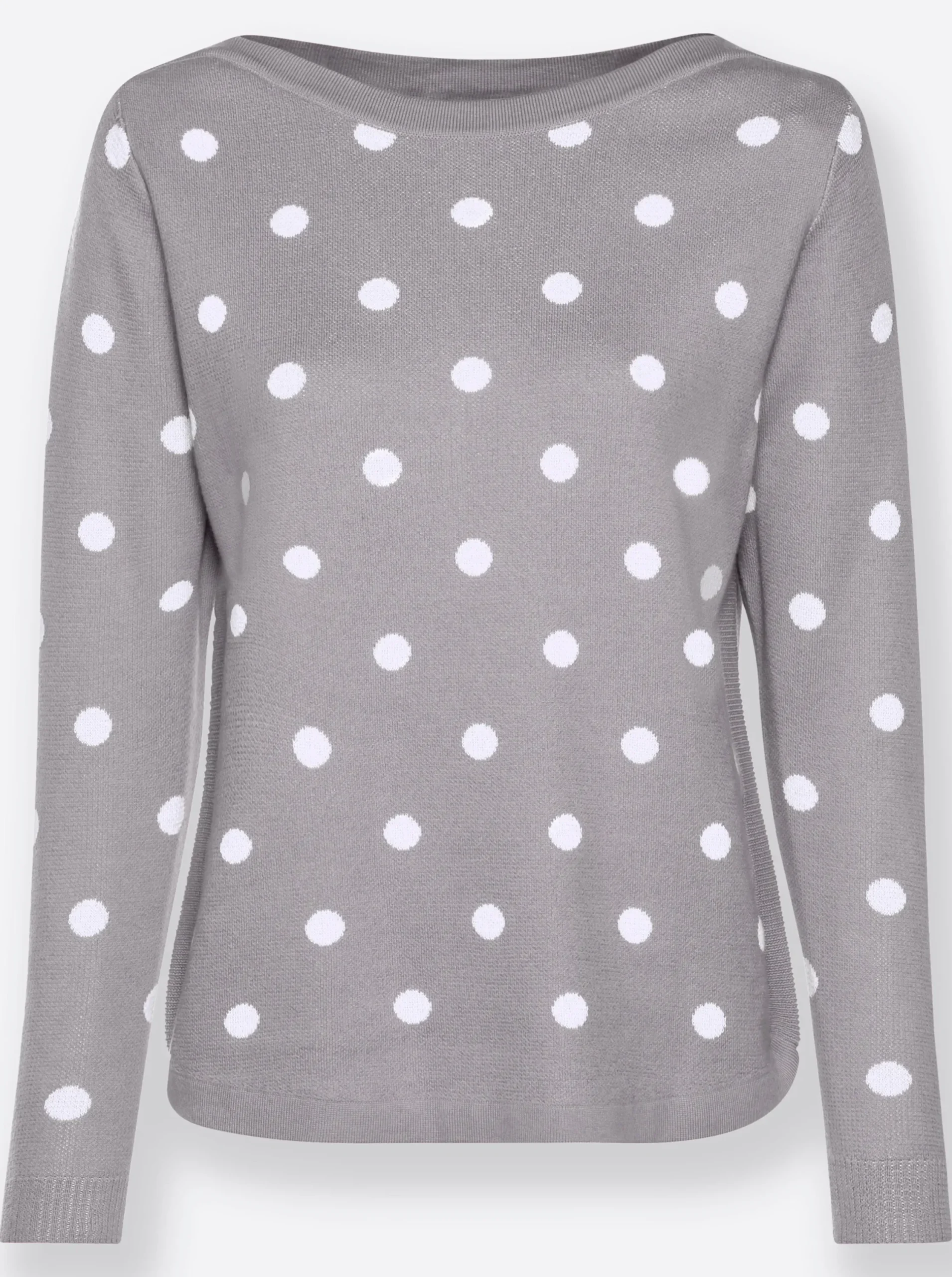 Pullover| Langarm-Pullover steingrau-ecru-gemustert