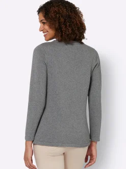 Pullover| Langarm-Pullover steingrau-gemustert