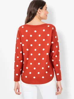 Pullover| Langarm-Pullover terra-ecru-gemustert