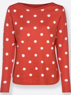 Pullover| Langarm-Pullover terra-ecru-gemustert