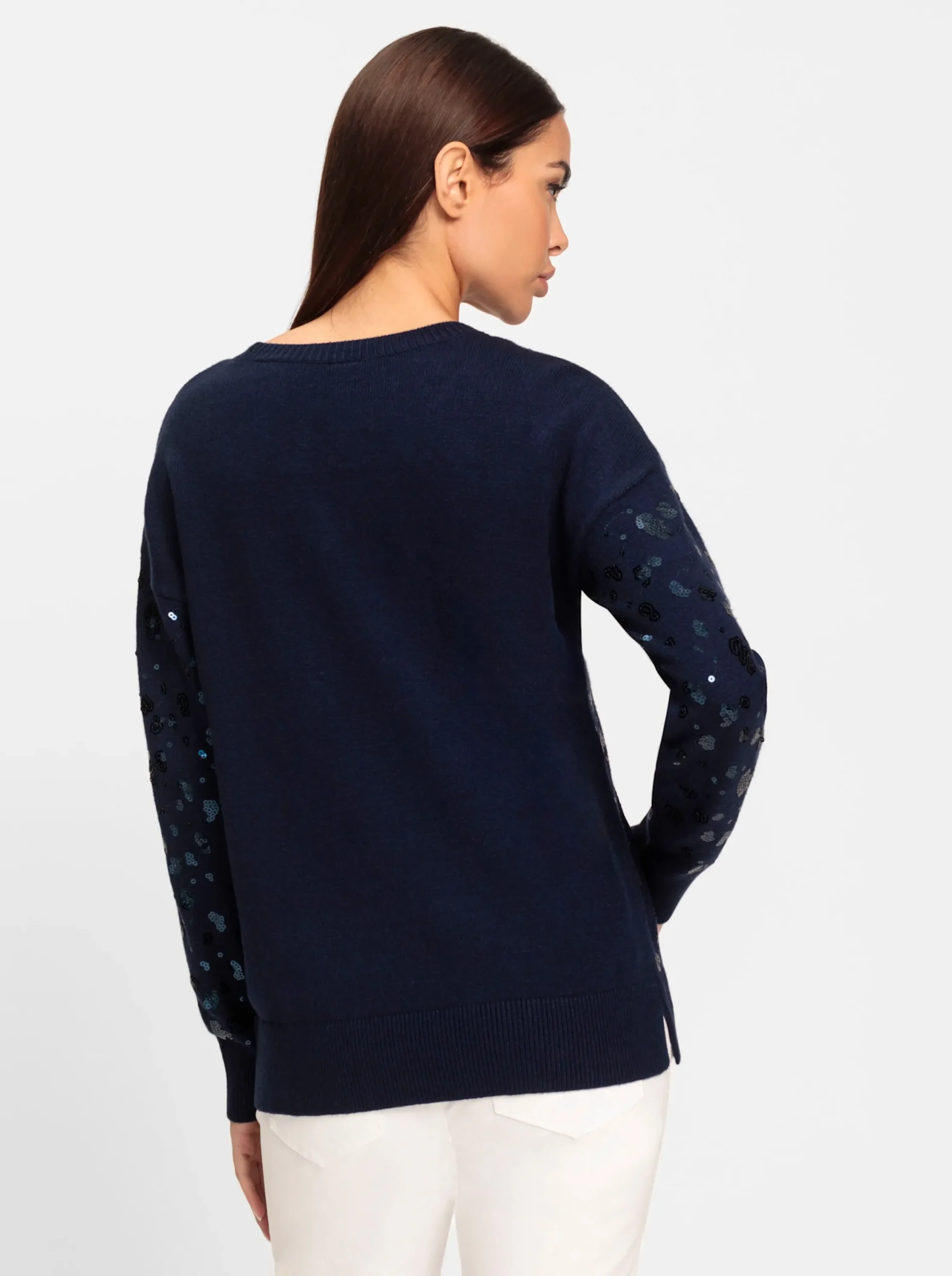 Pullover|heine Langarm-Pullover marine-metallicfarben