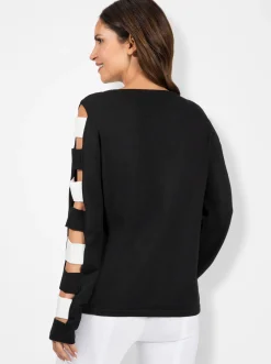 Pullover| Langarm-Pullover schwarz