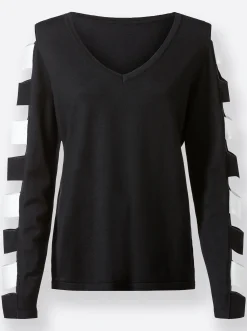 Pullover| Langarm-Pullover schwarz
