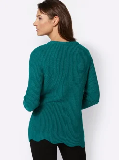 Pullover| Langarm-Pullover petrol