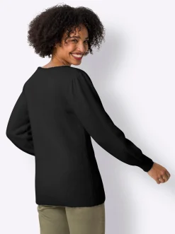 Pullover|heine Langarm-Pullover aus Flauschgarn schwarz