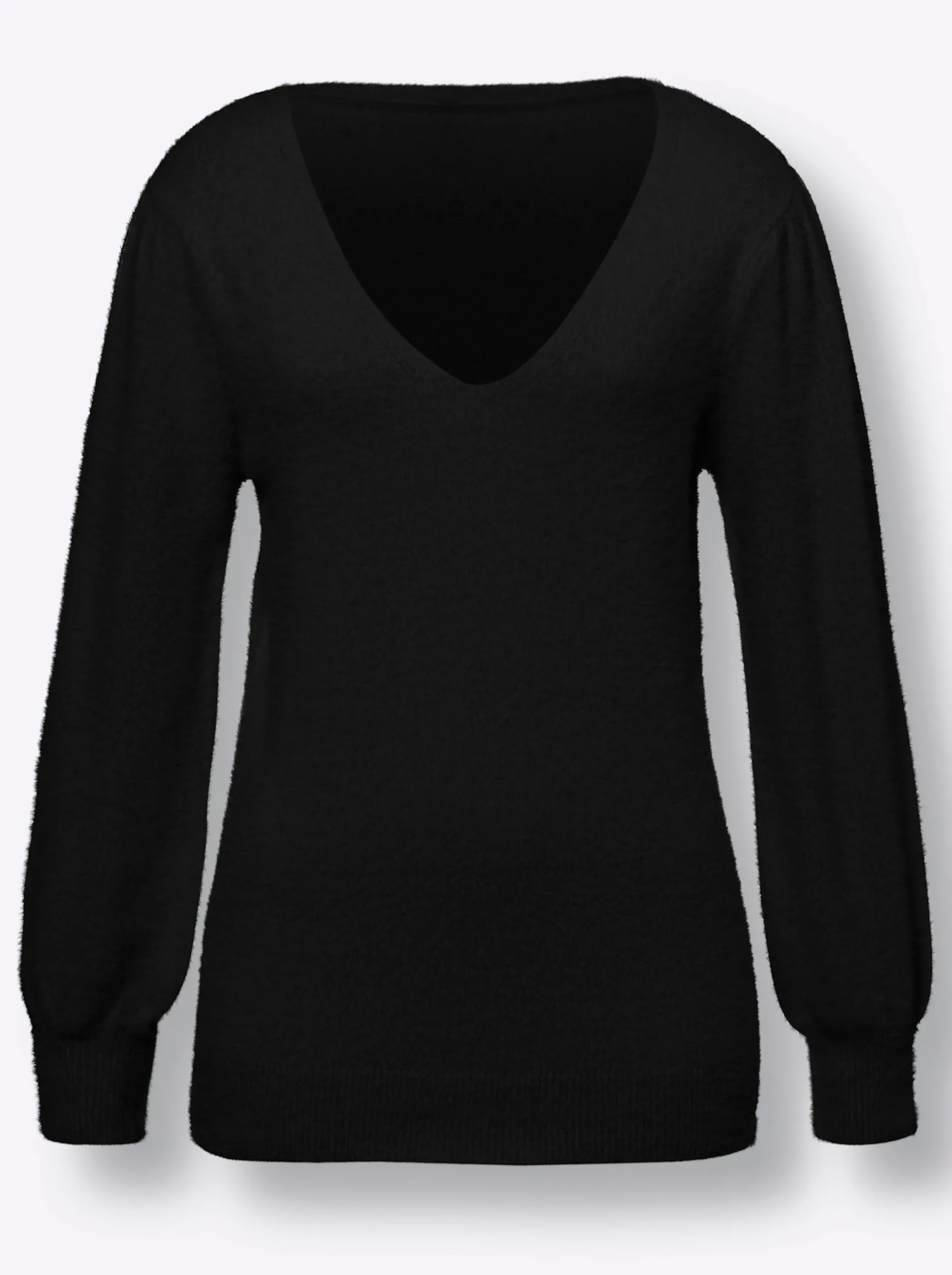 Pullover|heine Langarm-Pullover aus Flauschgarn schwarz