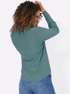 Pullover| Langarm-Pullover aus reiner Baumwolle jade