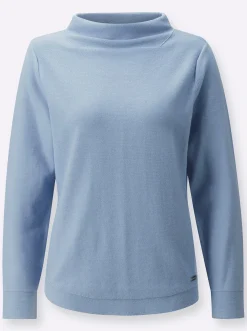 Pullover| Langarm-Pullover aus reiner Baumwolle bleu