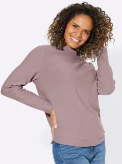 Pullover| Langarm-Pullover aus reiner Baumwolle mauve