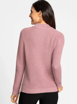 Pullover| Langarm-Pullover aus weichem Grobstrick hortensie