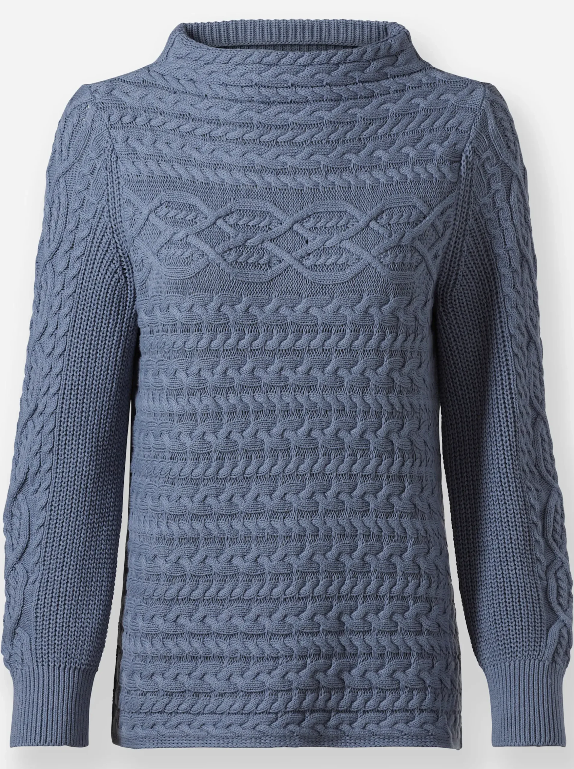 Pullover| Langarm-Pullover aus weicher Baumwolle taubenblau