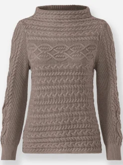 Pullover| Langarm-Pullover aus weicher Baumwolle taupe