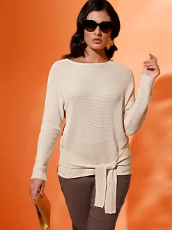Pullover| Langarm-Pullover im Baumwoll-Modal-Mix elfenbein