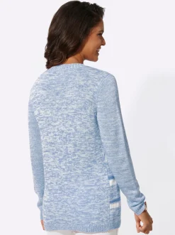 Pullover| Langarm-Pullover im Ringel-Dessin bleu-weiß-gemustert