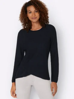 Pullover| Langarm-Pullover mit asymmetrischem Saum marine