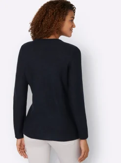 Pullover| Langarm-Pullover mit asymmetrischem Saum marine