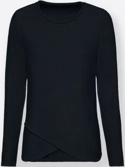 Pullover| Langarm-Pullover mit asymmetrischem Saum marine