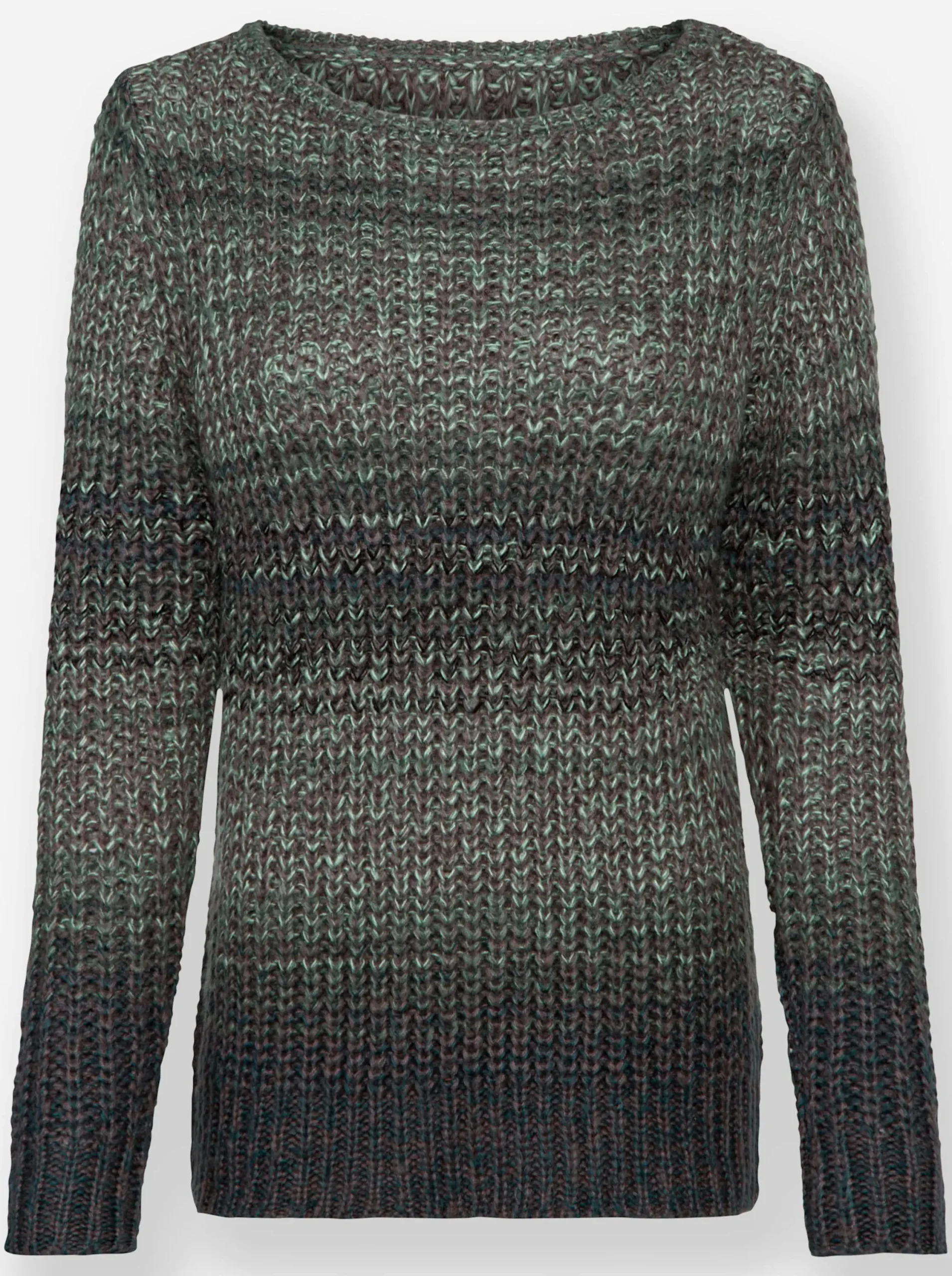 Pullover| Langarm-Pullover mit Farbverlauf, grobgestrickt petrol-gemustert