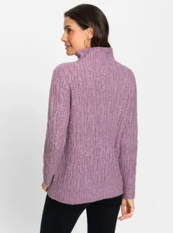 Pullover| Langarm-Pullover mit Kelchkragen orchidee-meliert