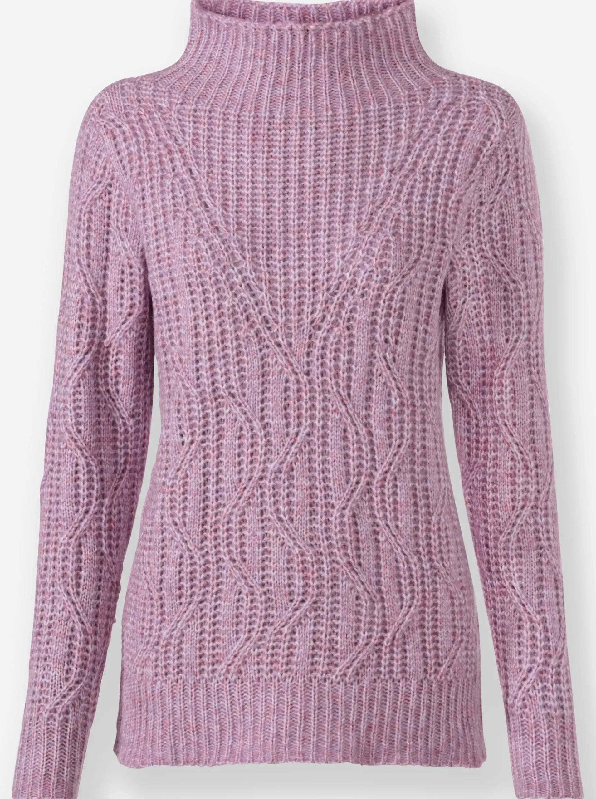 Pullover| Langarm-Pullover mit Kelchkragen orchidee-meliert