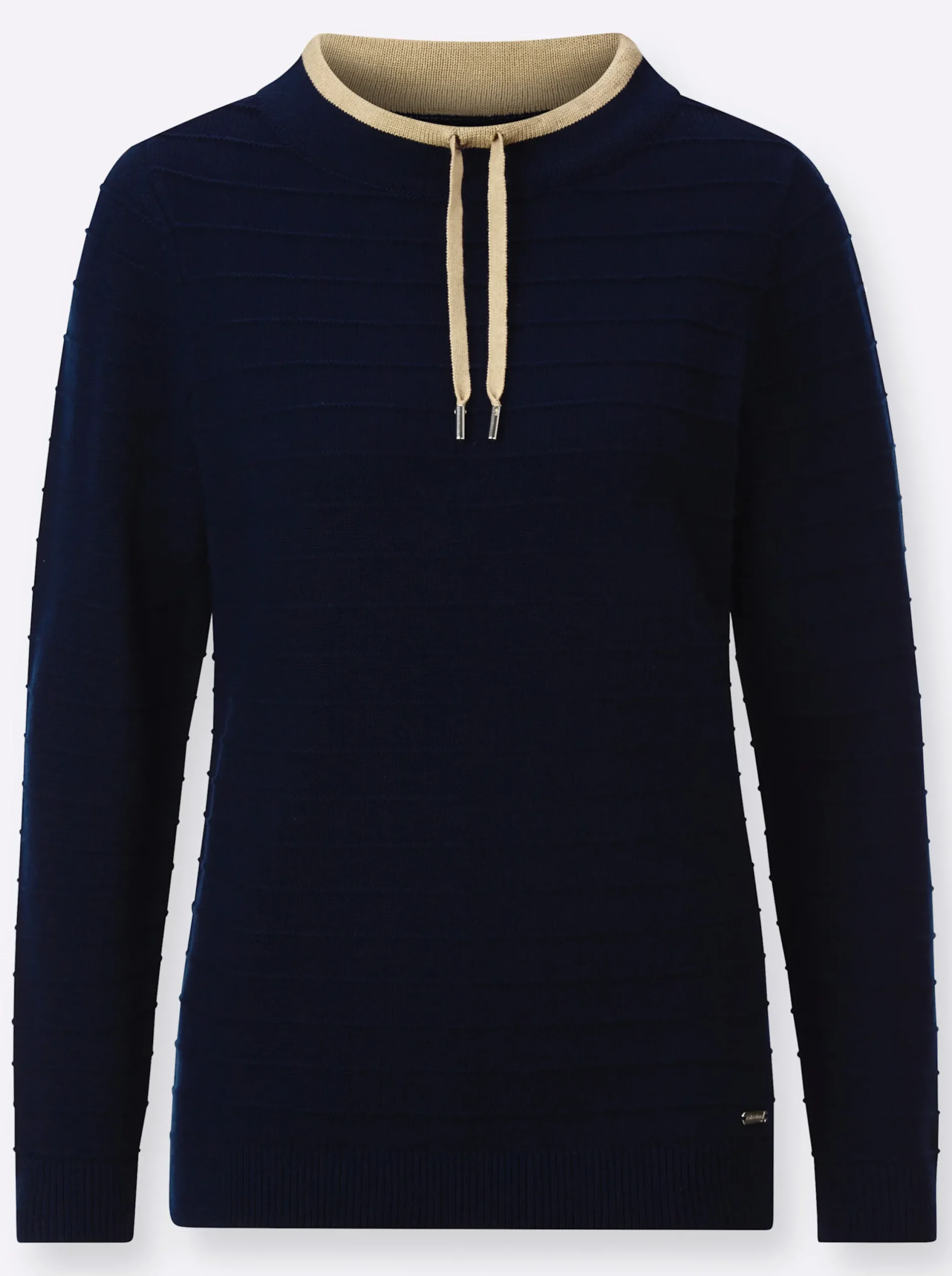 Pullover| Langarm-Pullover mit Kelchkragen marine
