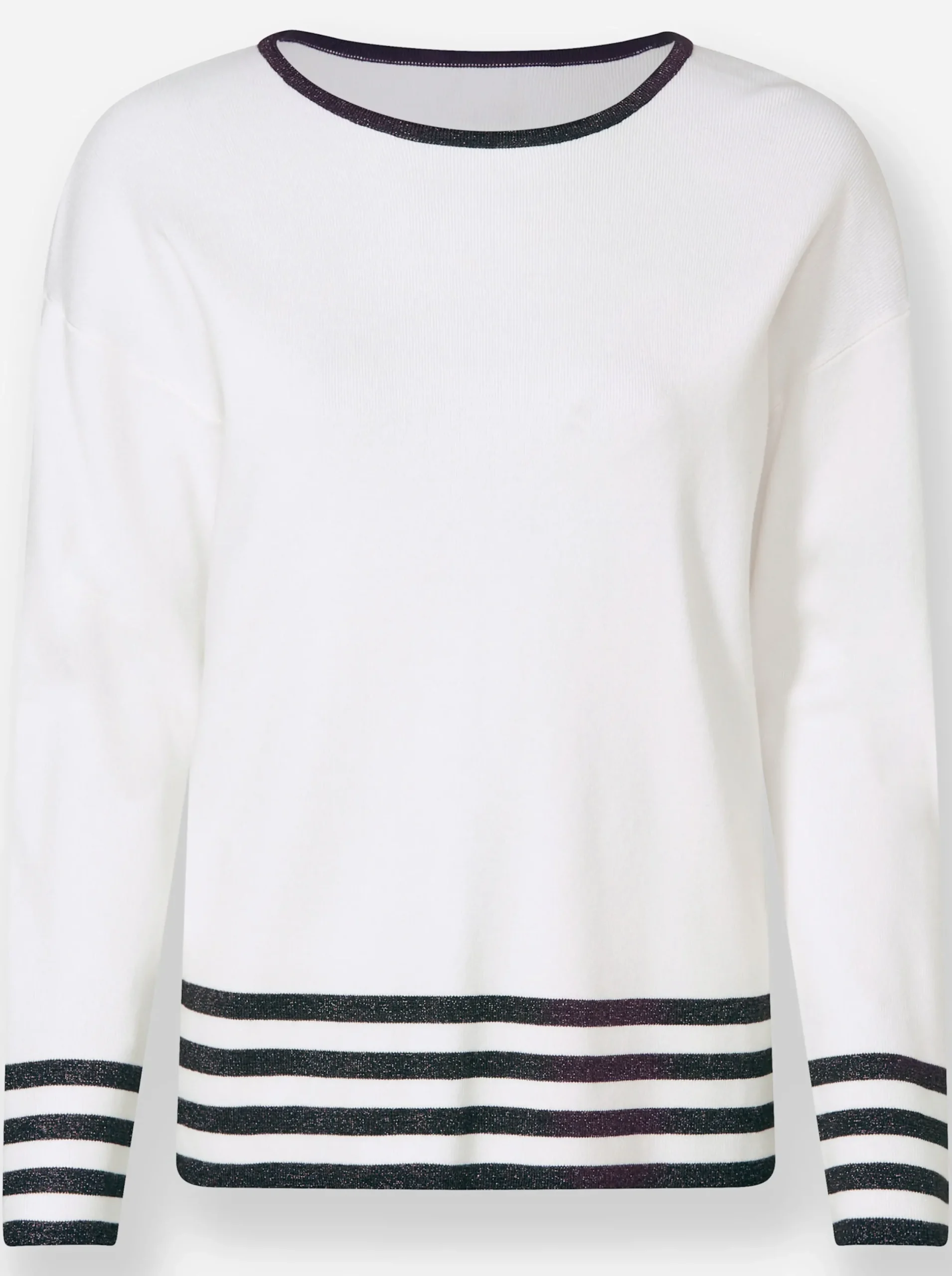 Pullover|heine Langarm-Pullover mit Kontraststreifen ecru
