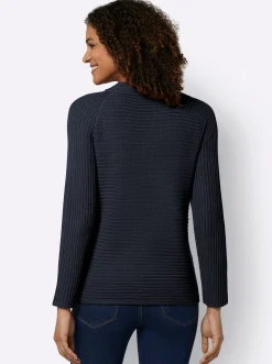 Pullover| Langarm-Pullover mit Raffung am Saum marine