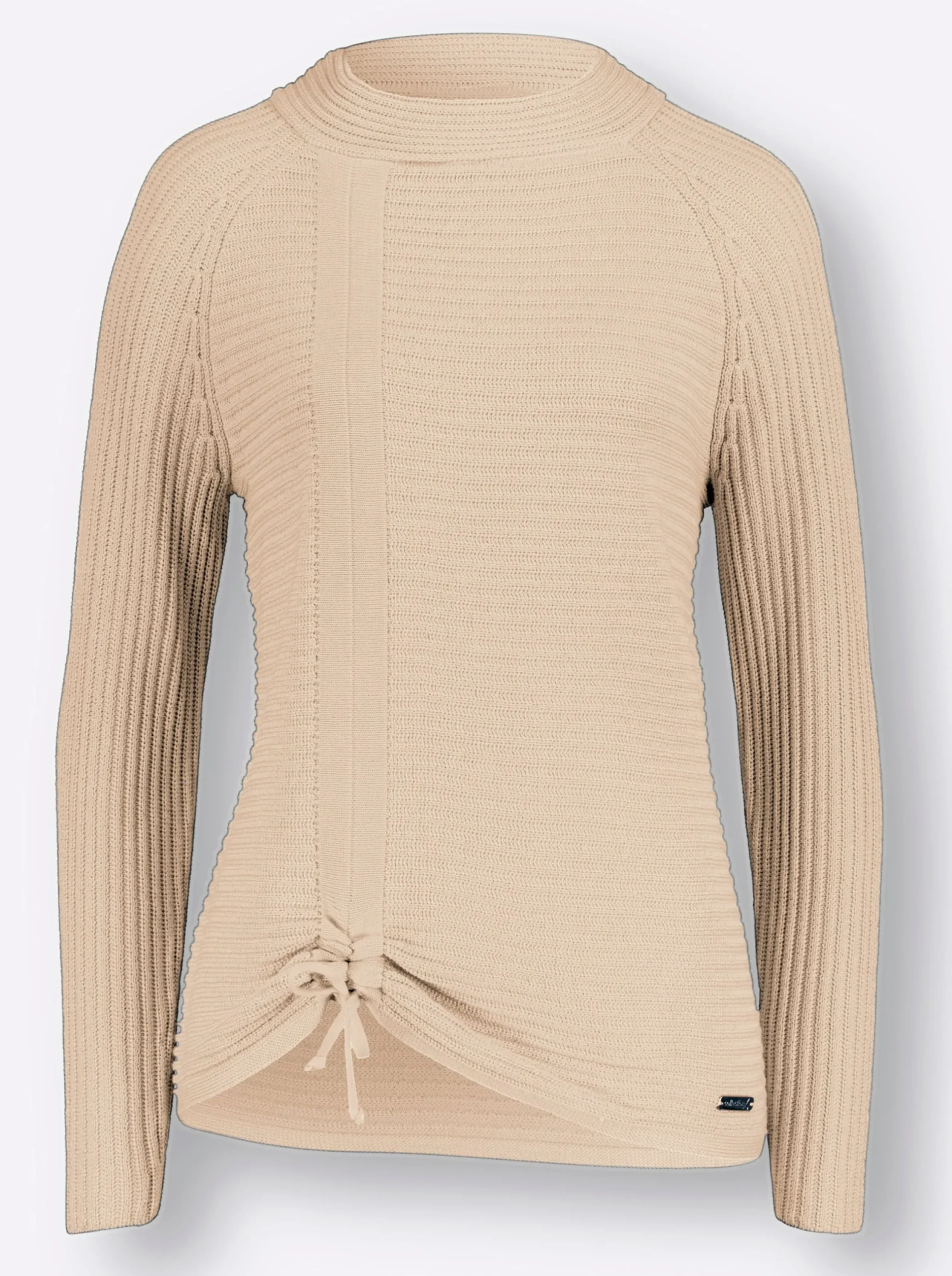 Pullover| Langarm-Pullover mit Raffung am Saum elfenbein
