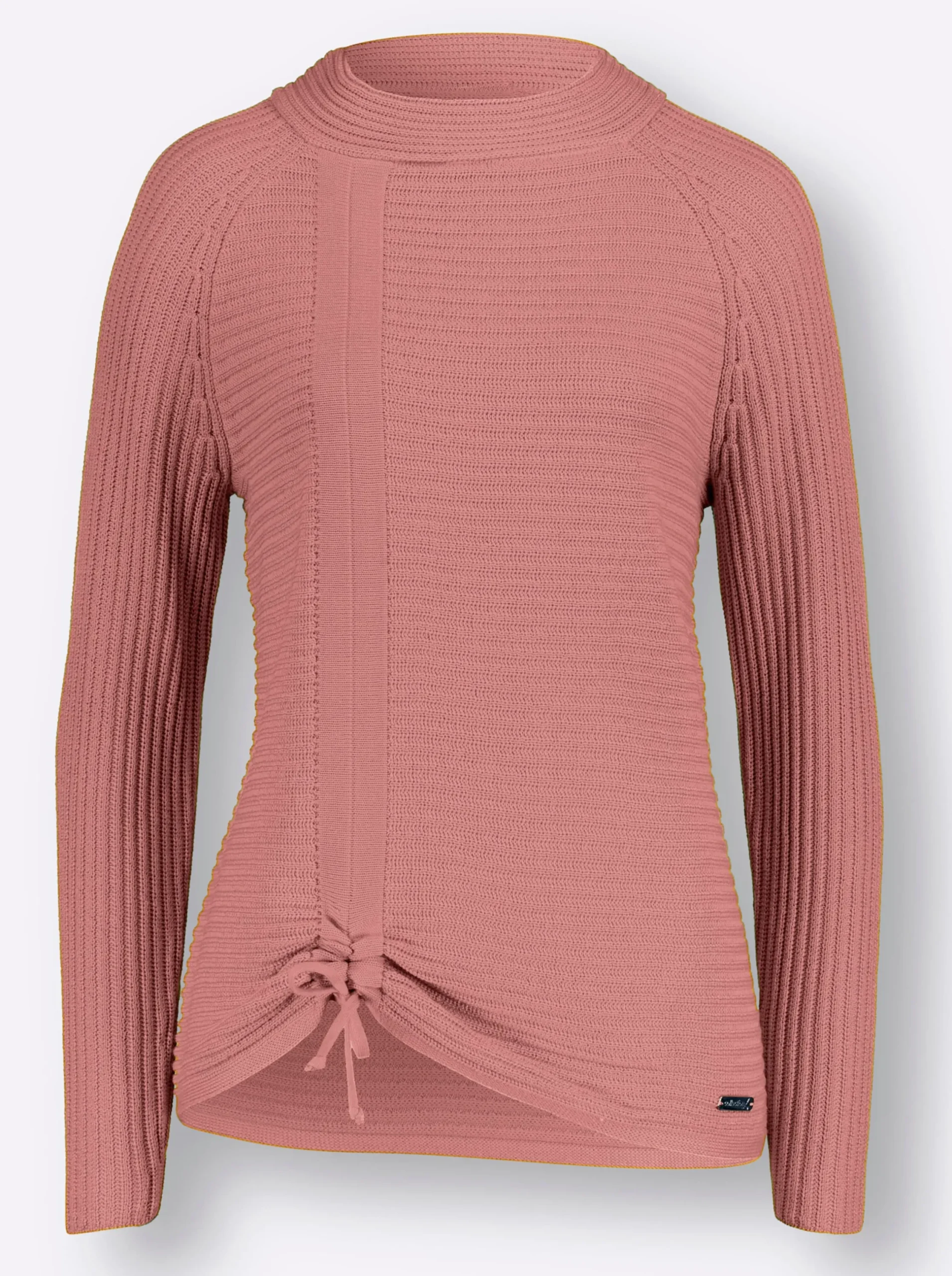 Pullover| Langarm-Pullover mit Raffung am Saum rosenholz