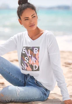 Strandmode|Elbsand Langarmshirt weiß