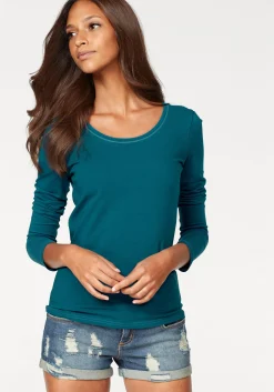 Strandmode|Vivance Langarmshirt petrol,schwarz