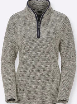 Shirts| Langarmshirt marine-weiß-gemustert
