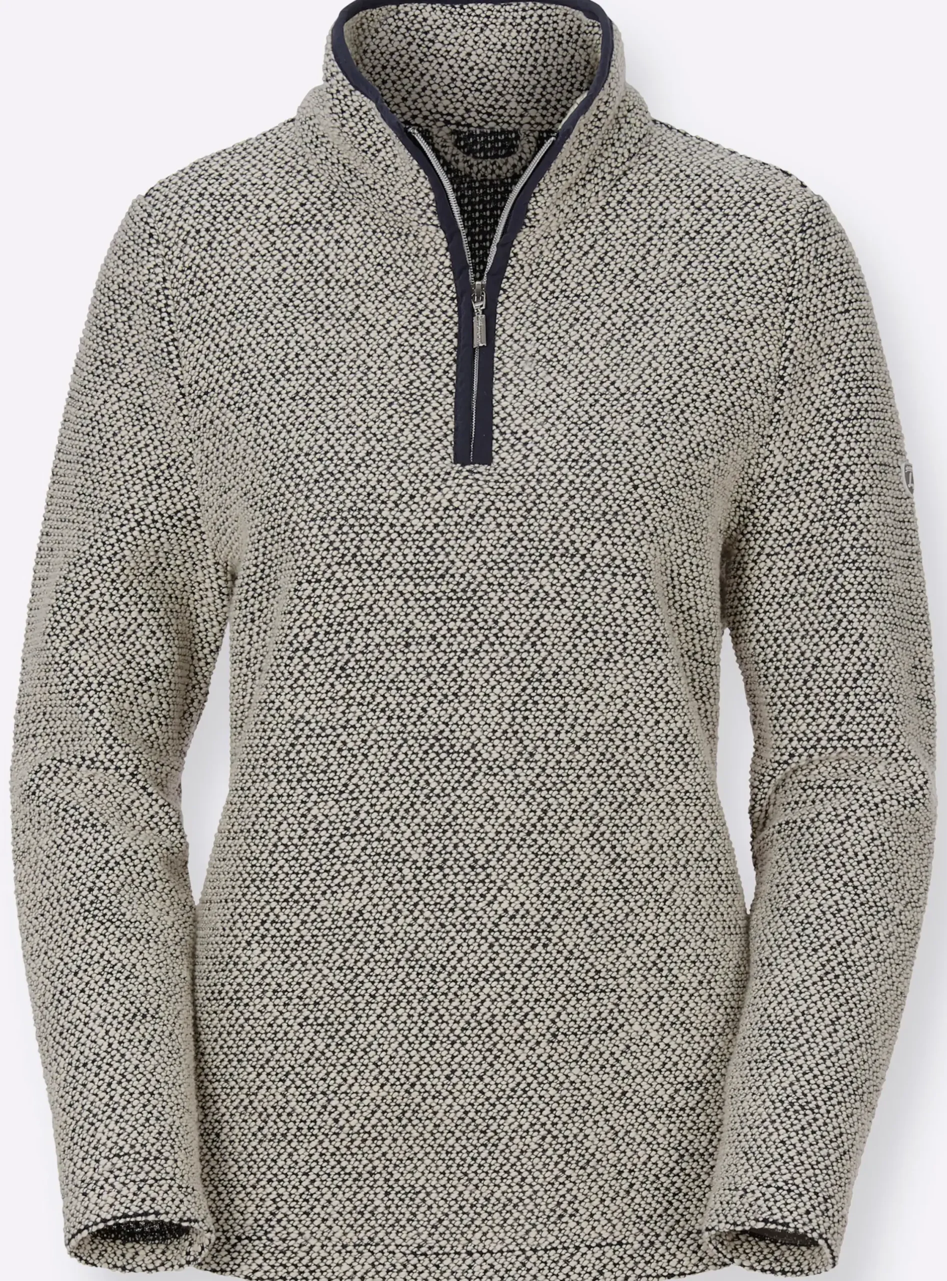 Shirts| Langarmshirt marine-weiß-gemustert