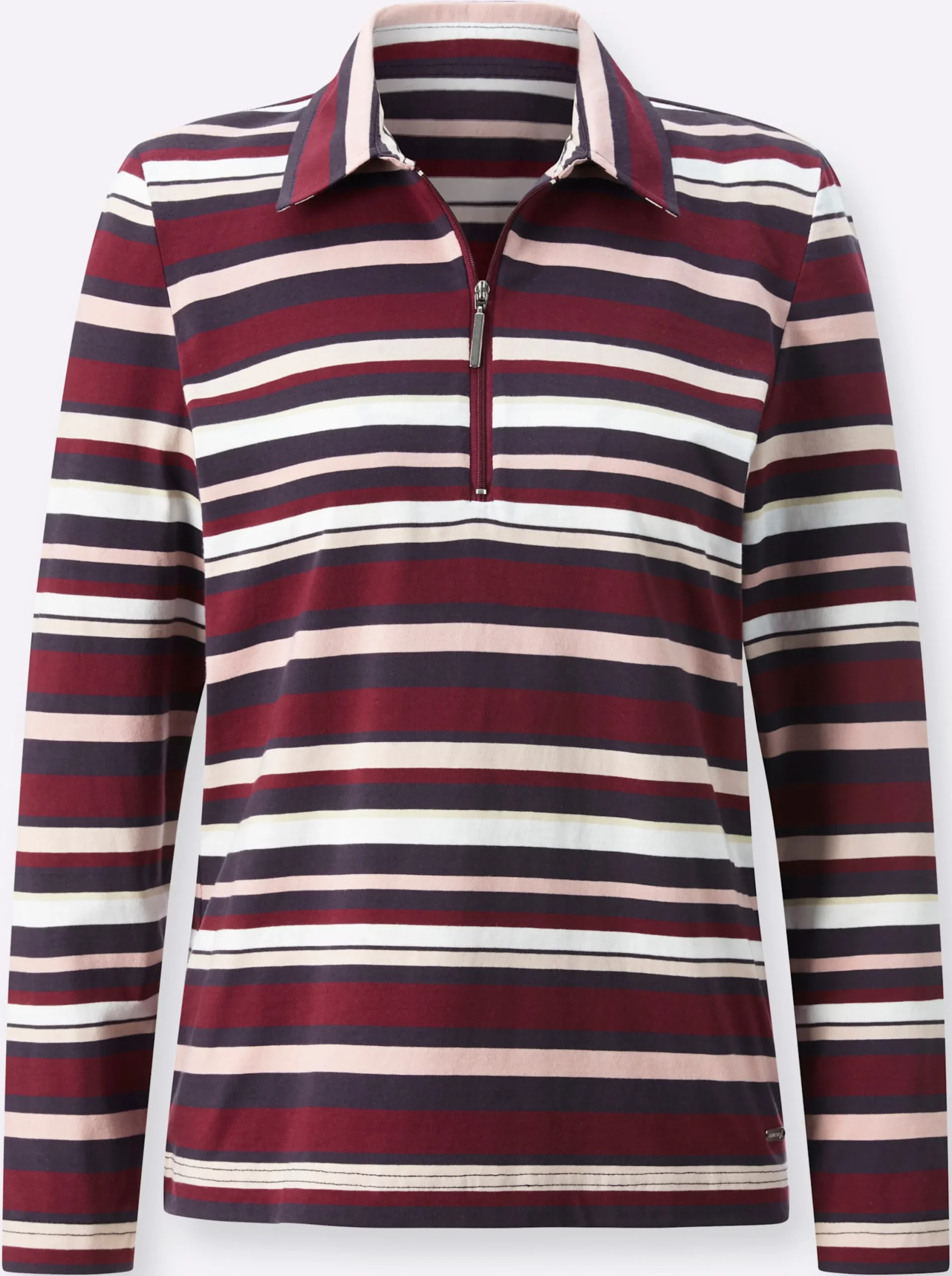 Shirts| Langarmshirt bordeaux-marine-geringelt