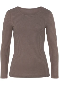 Strandmode|Shirts|LASCANA Langarmshirt taupe