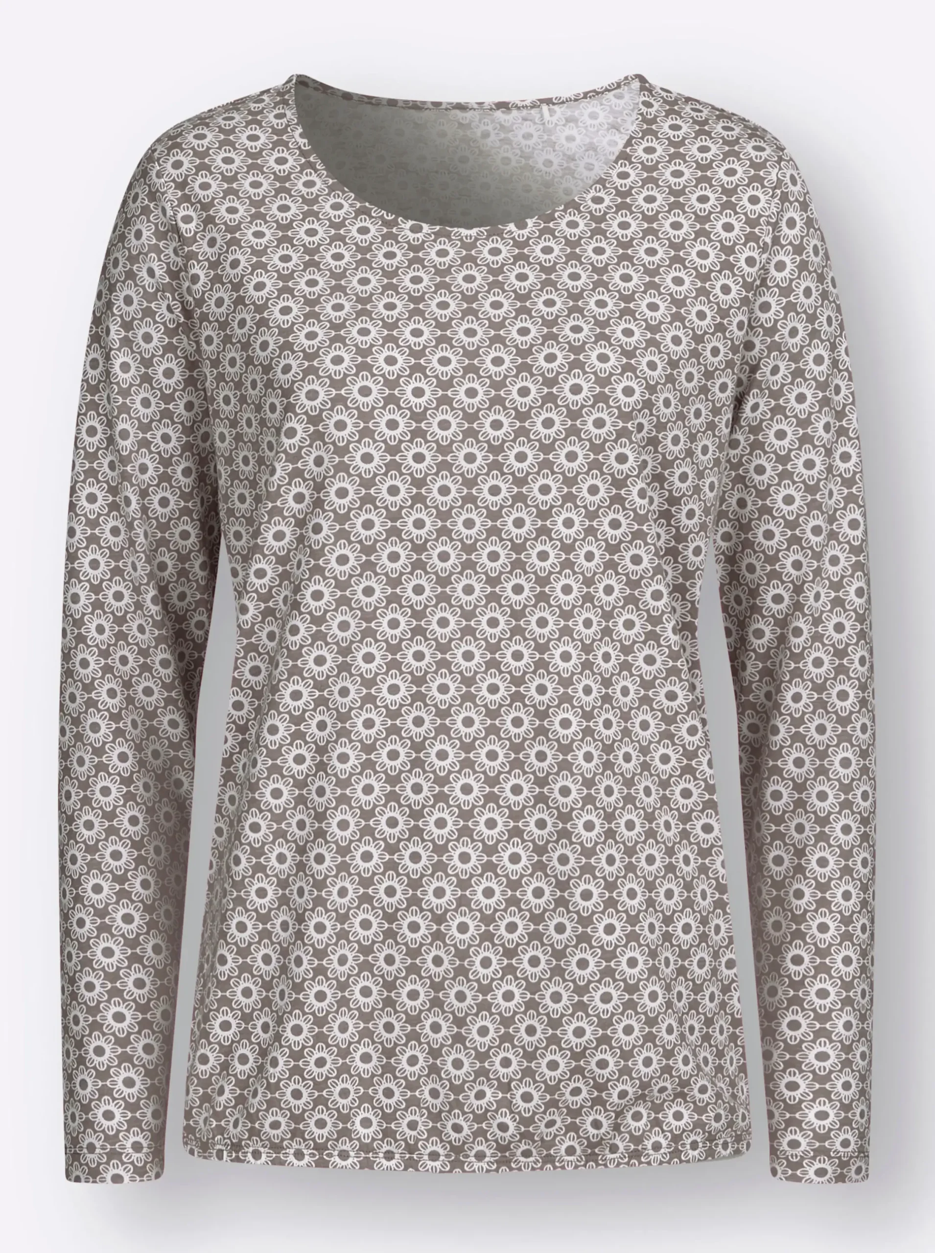 Shirts| Langarmshirt taupe-ecru-bedruckt