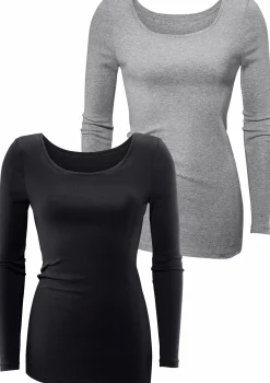 Shirts|Bench. Langarmshirt schwarz,grau-meliert