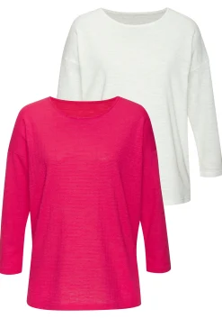 Shirts|Vivance Langarmshirt koralle,weiß