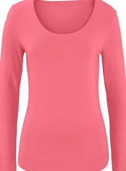 Strandmode|Shirts|Vivance Langarmshirt apricot,weiß