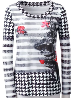 Shirts| Langarmshirt schwarz-rot-bedruckt